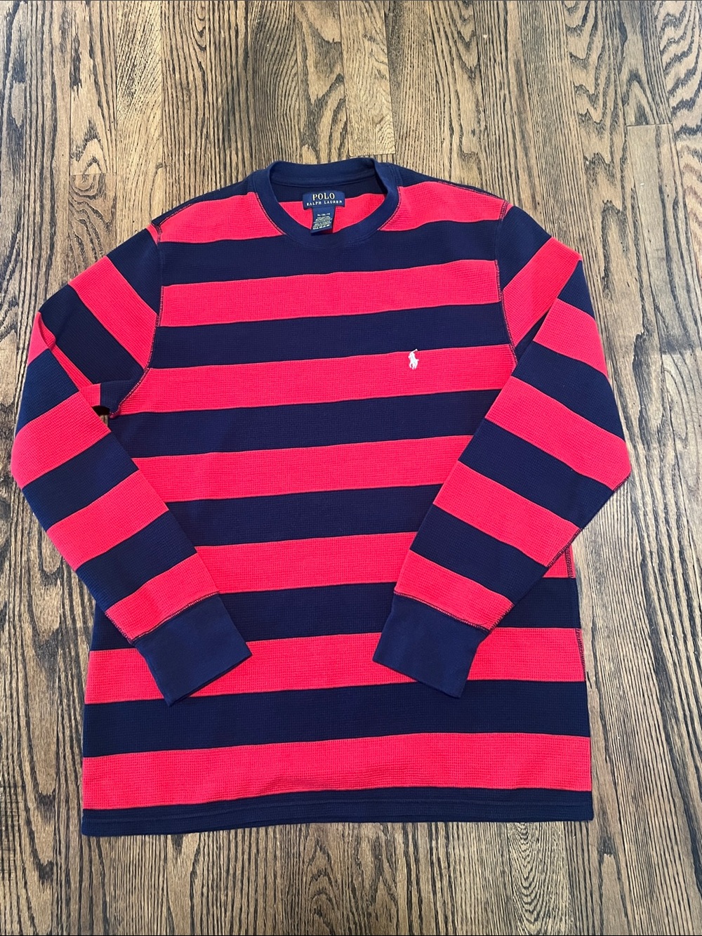 Polo by Ralph Lauren Red & Navy Wide Stripe Long-Sleeve Crew